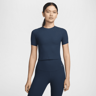 ★ Nike★ Zenby Lip Dry Fit Short Sleeve Top W Smoky Blue W Nike Zenvy Rib Women's Dri-FIT Short-Sleeve Top. Nike ID